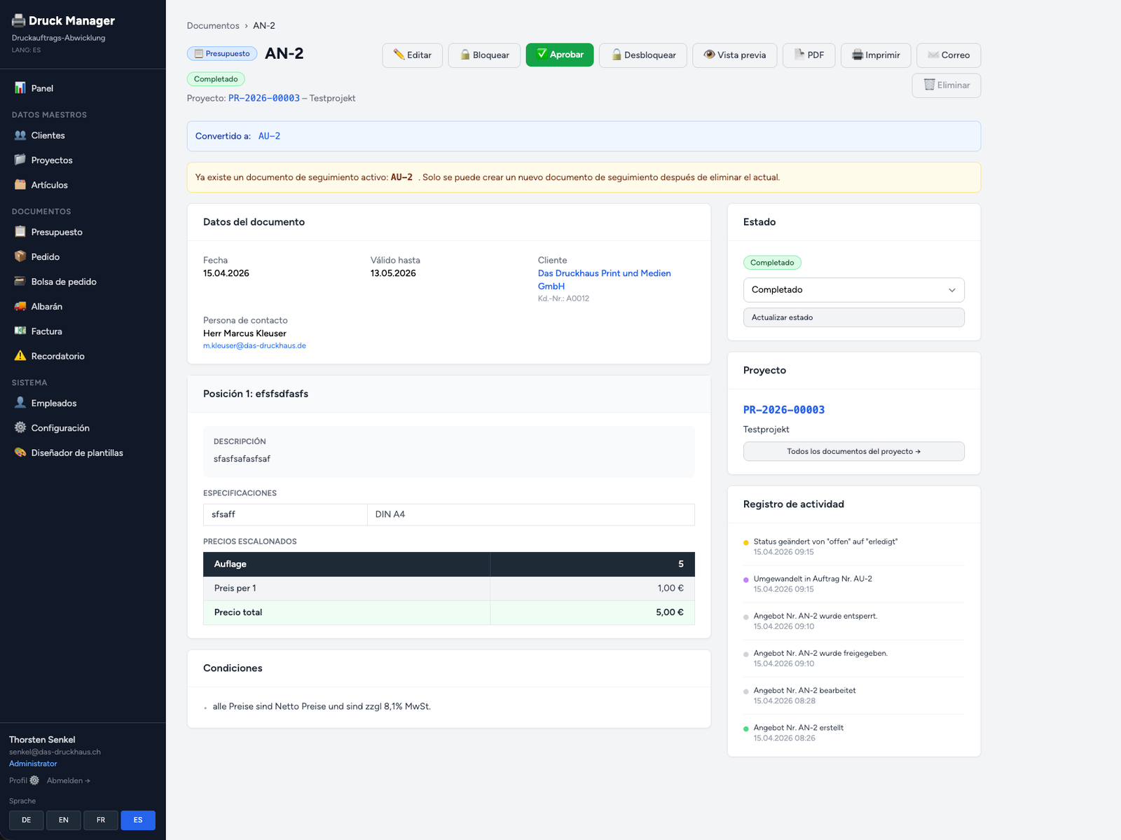 PrintPilot Dashboard Übersicht