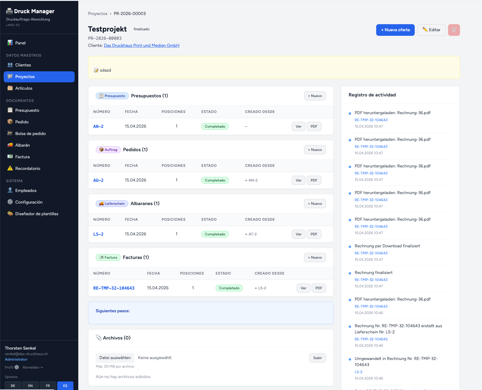 PrintPilot Auftragsübersicht